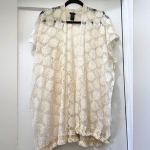 Ann Taylor Factory Cream Lace Kimono Top
